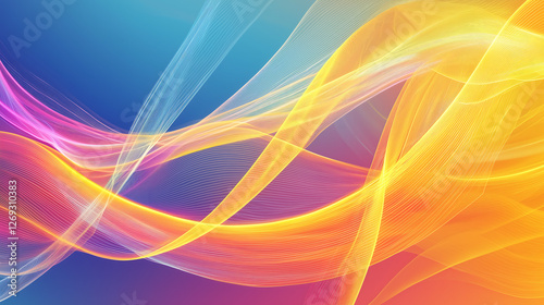 Swirling Vibrant Waves of Light in Pink Orange Yellow and Blue photo