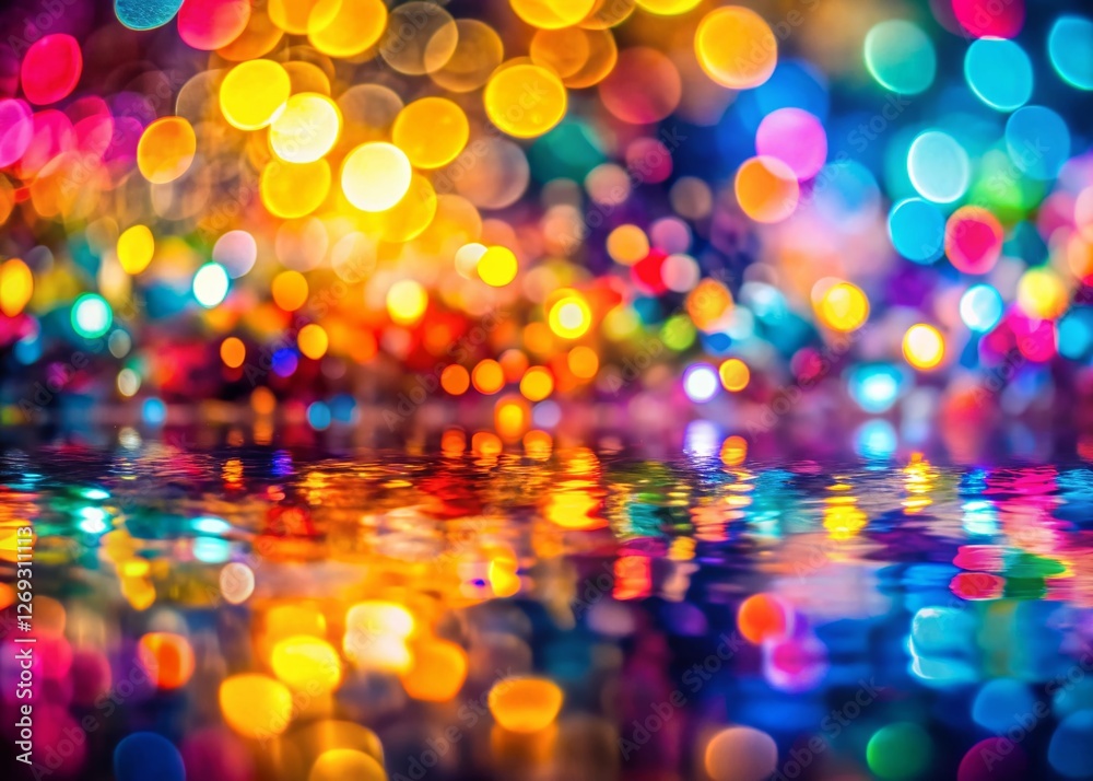 Vibrant Bokeh Reflections: Abstract Blur Background with Copy Space