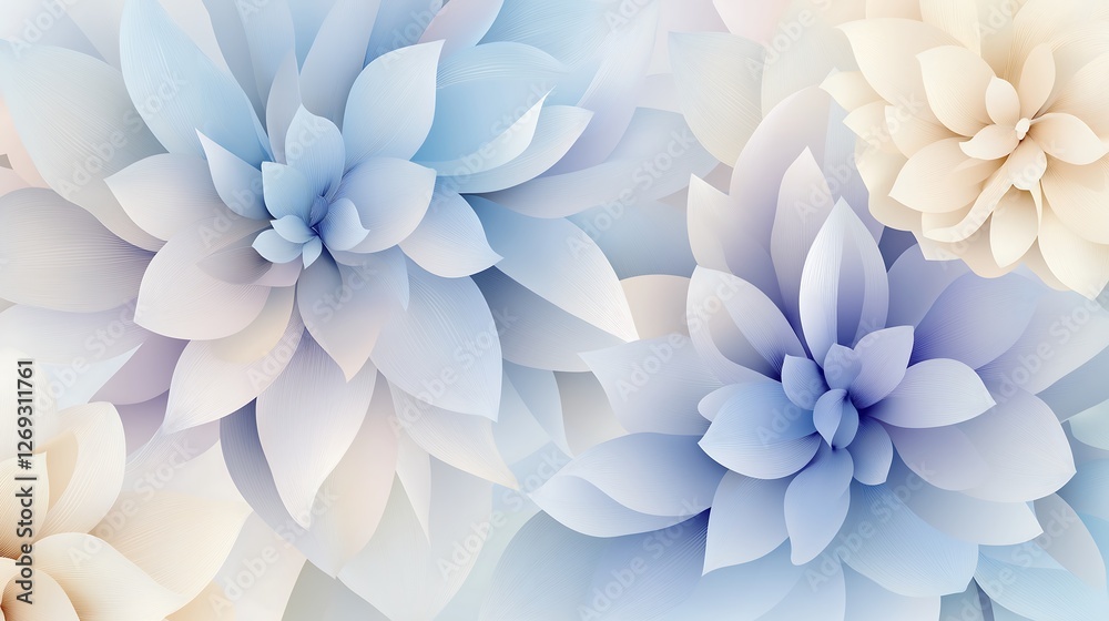 Obraz premium Abstract illustration of geometric flowers blooming, spring concept.