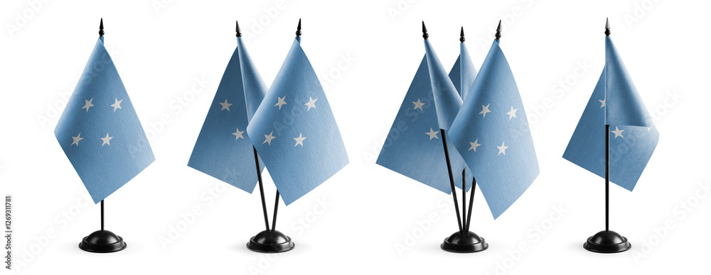 Small national flags of the Federated States Micronesia on a white background Small national flags of the Federated States Micronesia on a white background