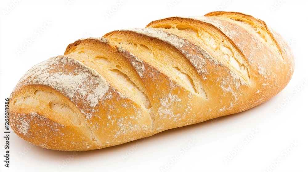Freshly Baked Crusty Bread Loaf on White Background Freshly Baked Crusty Bread Loaf on White Background