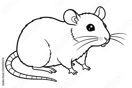 Cute Rat Line art silhouette vector illustration graphic.