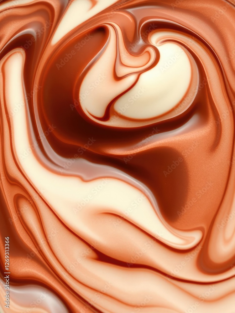 Swirl of delicious chocolate and vanilla ice cream, creamy, gelato, cold Swirl of delicious chocolate and vanilla ice cream, creamy, gelato, cold