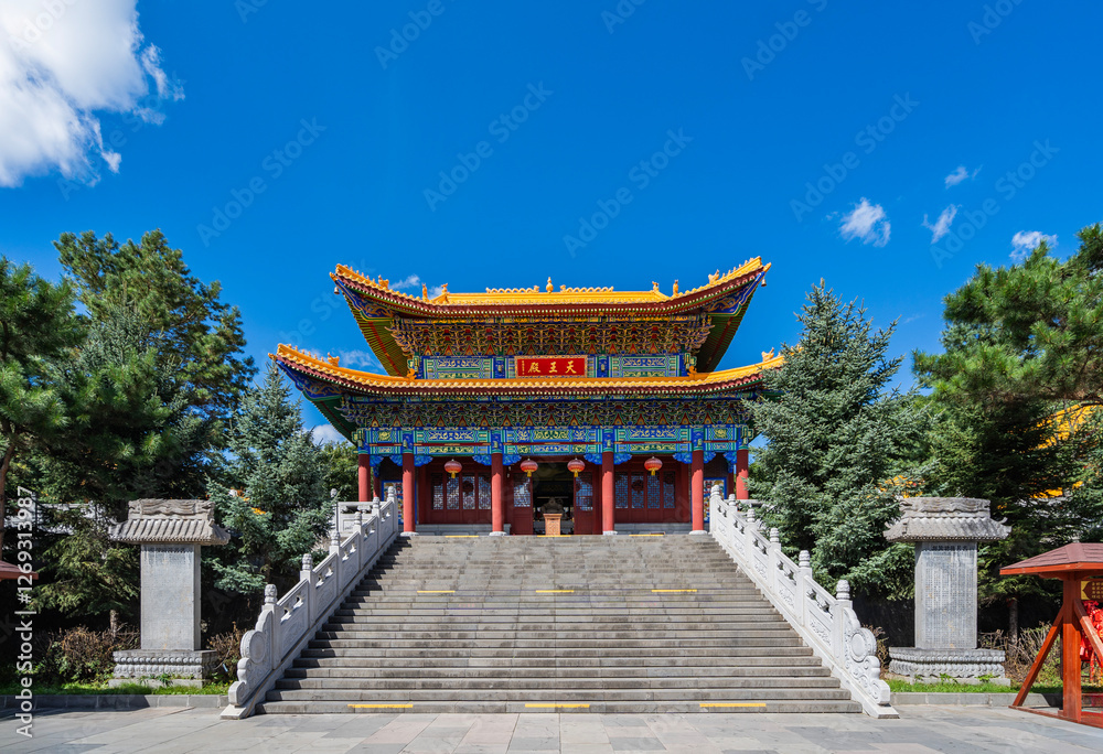 Landscape of Zhengjue Temple, Liudingshan cultural tourism area, Dunhua, Jilin Province Landscape of Zhengjue Temple, Liudingshan cultural tourism area, Dunhua, Jilin Province
