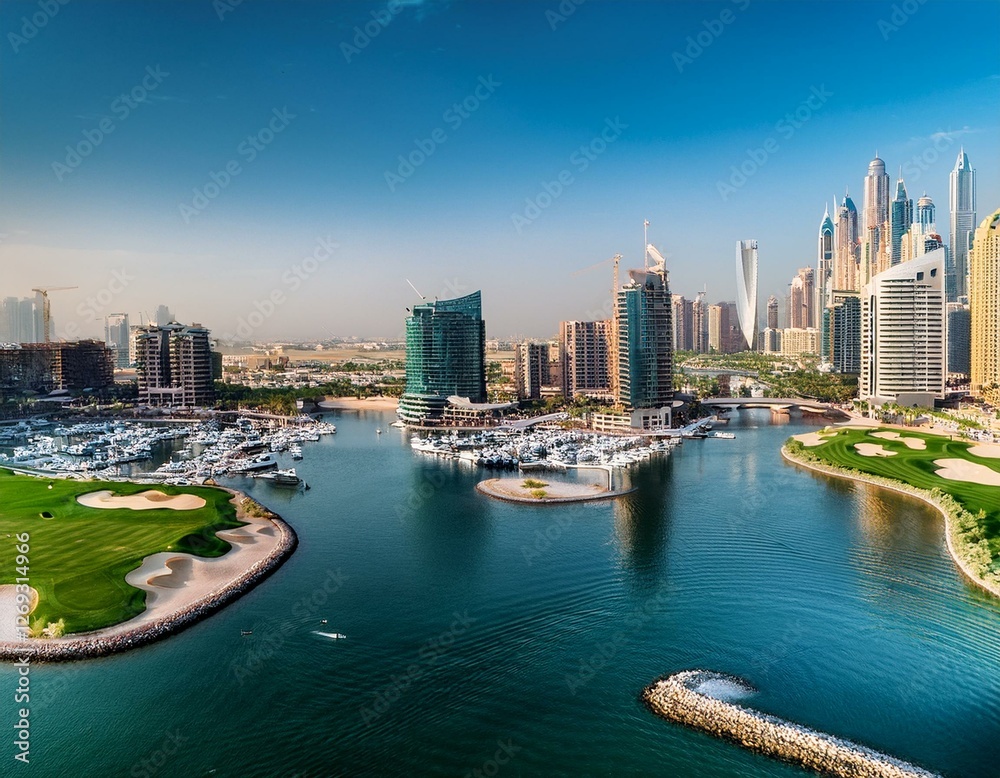 Obraz premium Generated image Dubai Creek Golf Course and Yacht Club United Arab Emirates