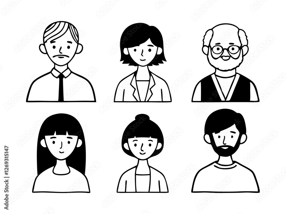 People icon set in trendy flat style isolated icon, Vector icon, Line art Vector, Doodle Icon People icon set in trendy flat style isolated icon, Vector icon, Line art Vector, Doodle Icon
