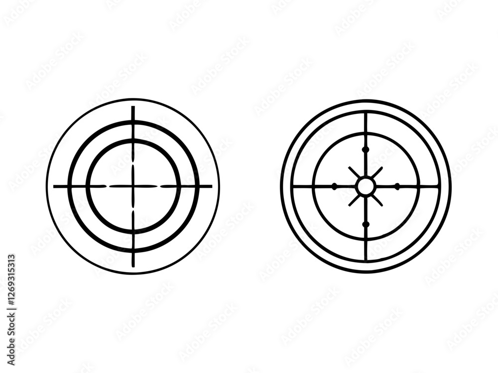 Target and aim icon set, Vector icon, Line art Vector, Doodle Icon Target and aim icon set, Vector icon, Line art Vector, Doodle Icon