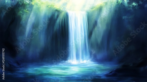 Serene Waterfall Cascading into a Deep Pool