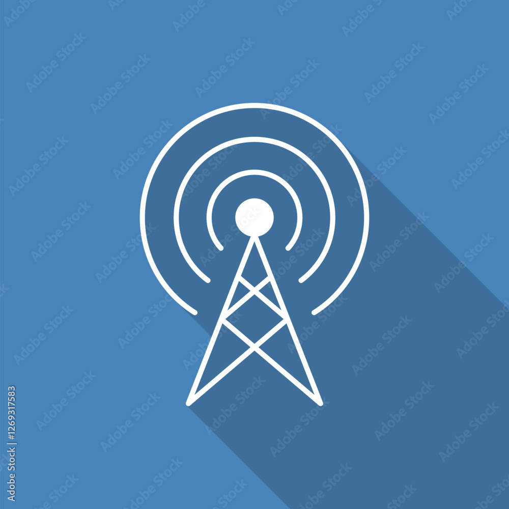 Broadcast, transmitter antenna line icon for web and mobile. Vector illustration. Broadcast, transmitter antenna line icon for web and mobile. Vector illustration.