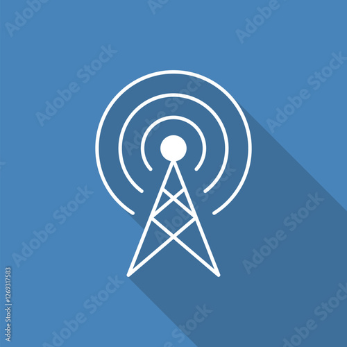 Broadcast, transmitter antenna line icon for web and mobile. Vector illustration.