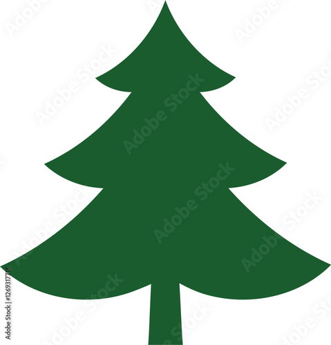 Christmas trees with decorations icon set, Christmas and New Year concept, spruce trees with star and garland sign, Christmas ball icon and gift icon with vector file
