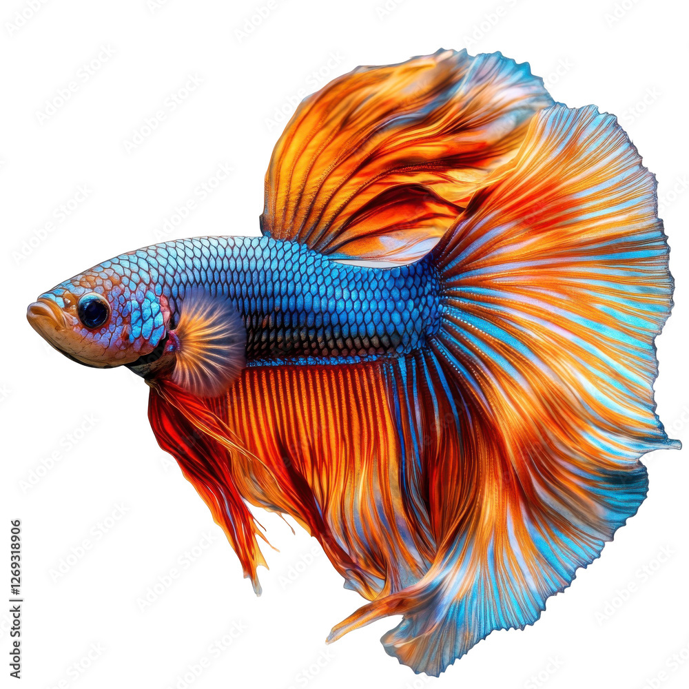 Fototapeta premium 3D design Colorful betta fish swimming elegantly beautiful , fish Colorful illustration of nature's summer design on transparent background