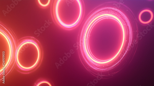 Glowing Neon Circles in Pink and Orange photo