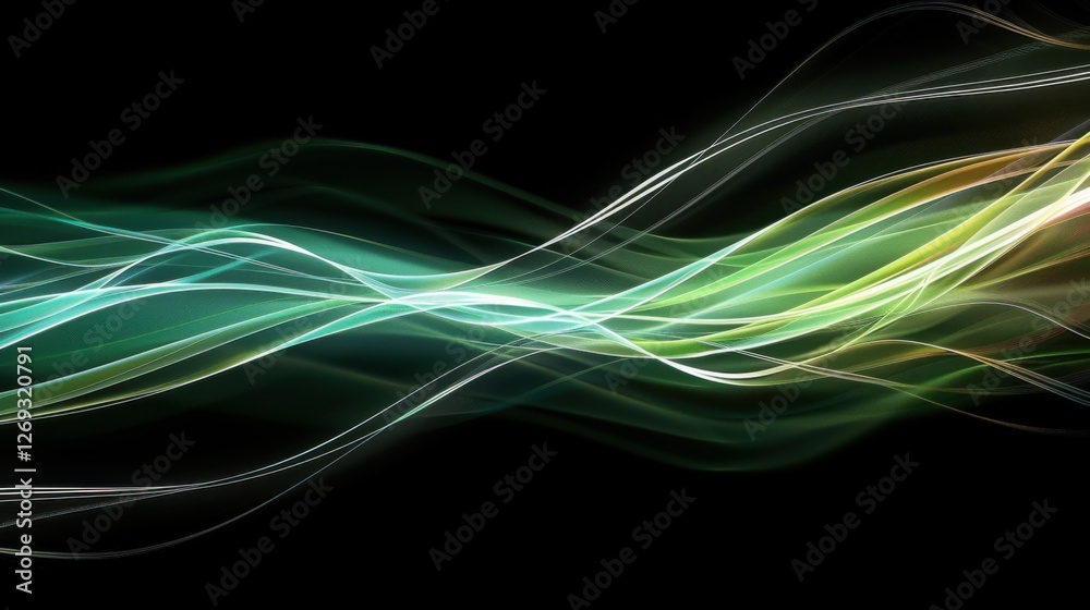 Naklejka premium Enigmatic Allure: Abstract Rays of Light Piercing the Black Background