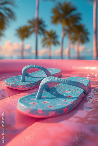 Photo of flip-flops in pool water