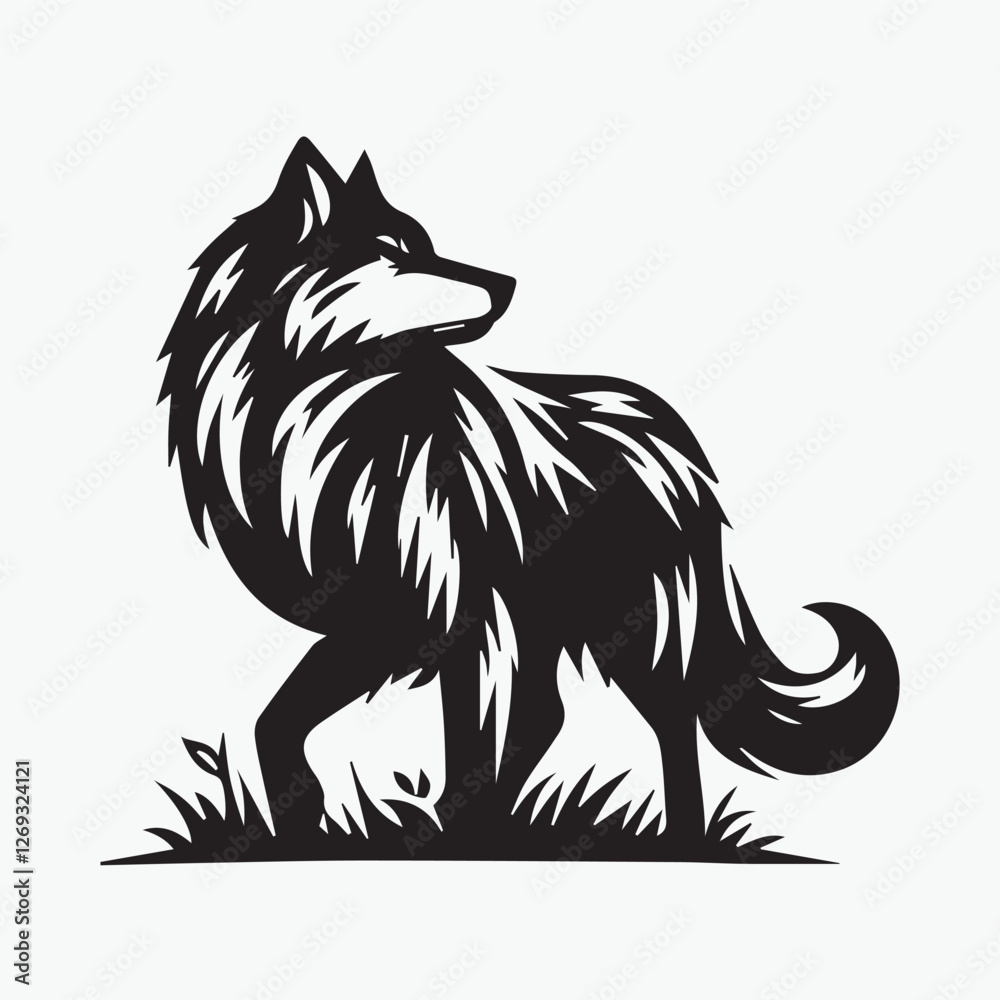 Fototapeta premium Wolf icon logo black silhouette vector illustration