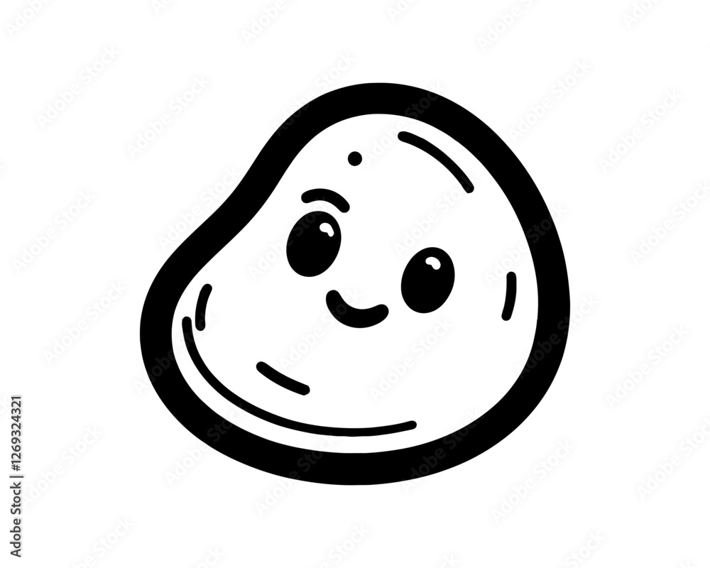 Fototapeta premium Minimal line art funny cartoon outline logo design vector illustration.