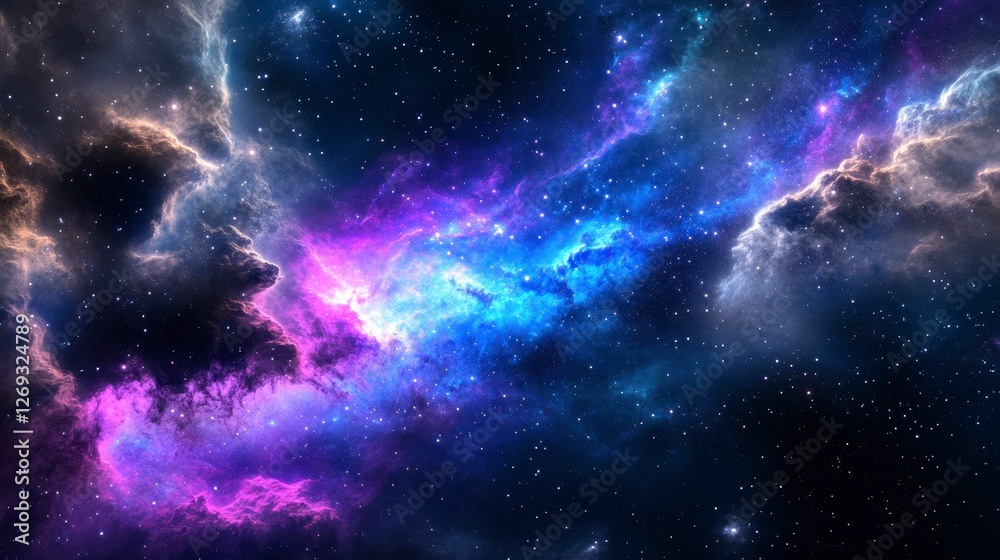 Fototapeta premium Enchanting Galaxy with Stars and Nebulae Vibrant Colors in Cosmic Expanse