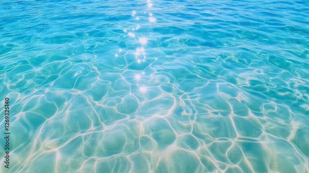 Obraz premium Gentle Ripples in Light Blue Water Reflecting Sunlight Creating a Calm and Serene Ocean Texture