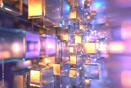 Abstract Modern Background with Colorful Glass Cubes and Light