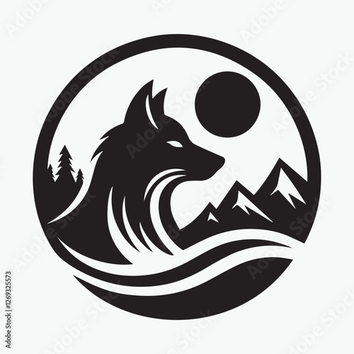 Wolf icon logo black silhouette vector illustration