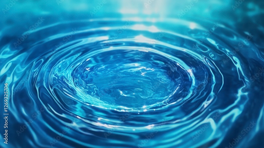 Light Blue Ripple Effect on Water Calm and Gentle Circular Pattern Close Up Light Blue Ripple Effect on Water Calm and Gentle Circular Pattern Close Up