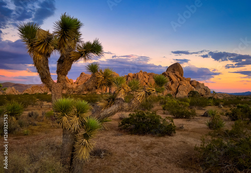 Tableau sur toile The Joshua Tree National Park colors textures and shapes.