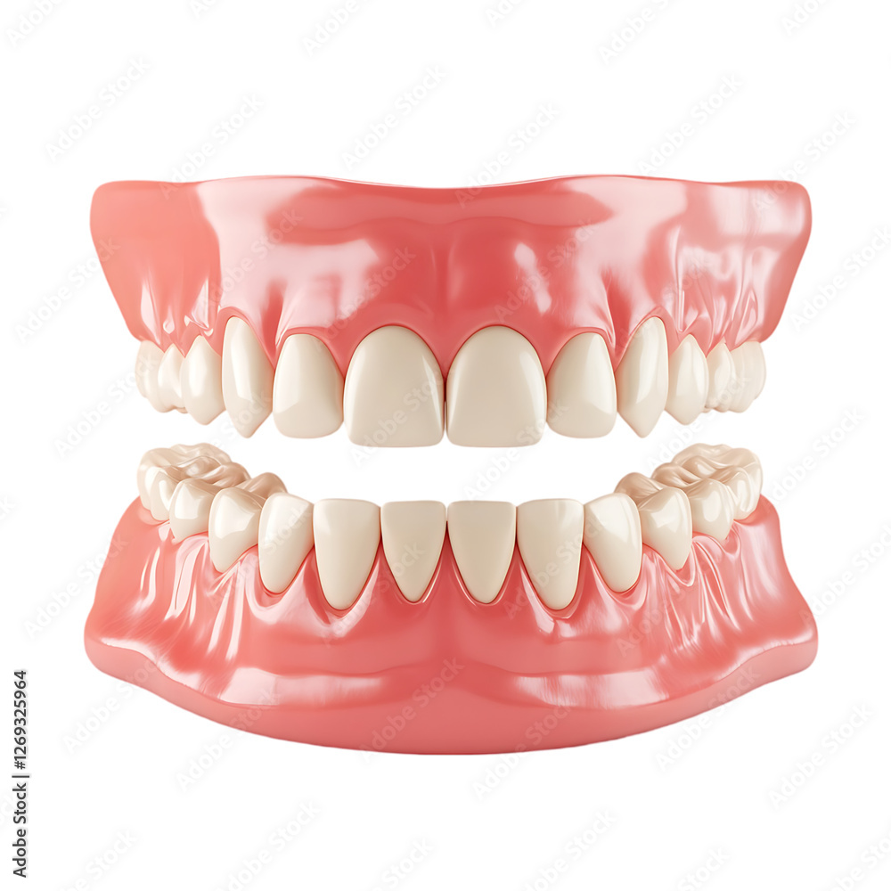 Obraz premium Healthy Human Teeth Dental Model 3d jaw isolated on transparent background