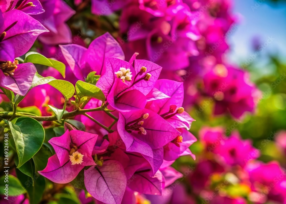 Vibrant Pink Purple Bougainvillea Flowers, High Depth of Field Stock Photo Vibrant Pink Purple Bougainvillea Flowers, High Depth of Field Stock Photo