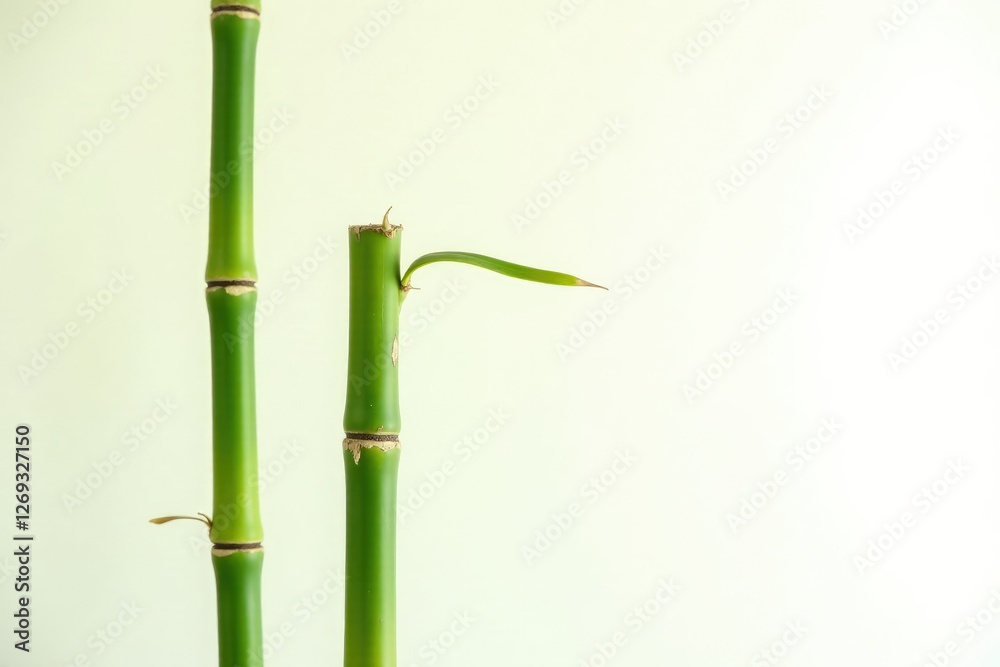 Fototapeta premium Tall bamboo stalk isolated on white background, plant, isolated, white