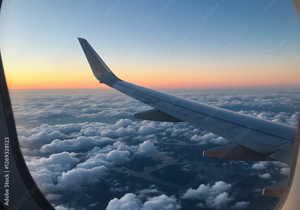 Obraz premium View from Airplane Window at Sunset