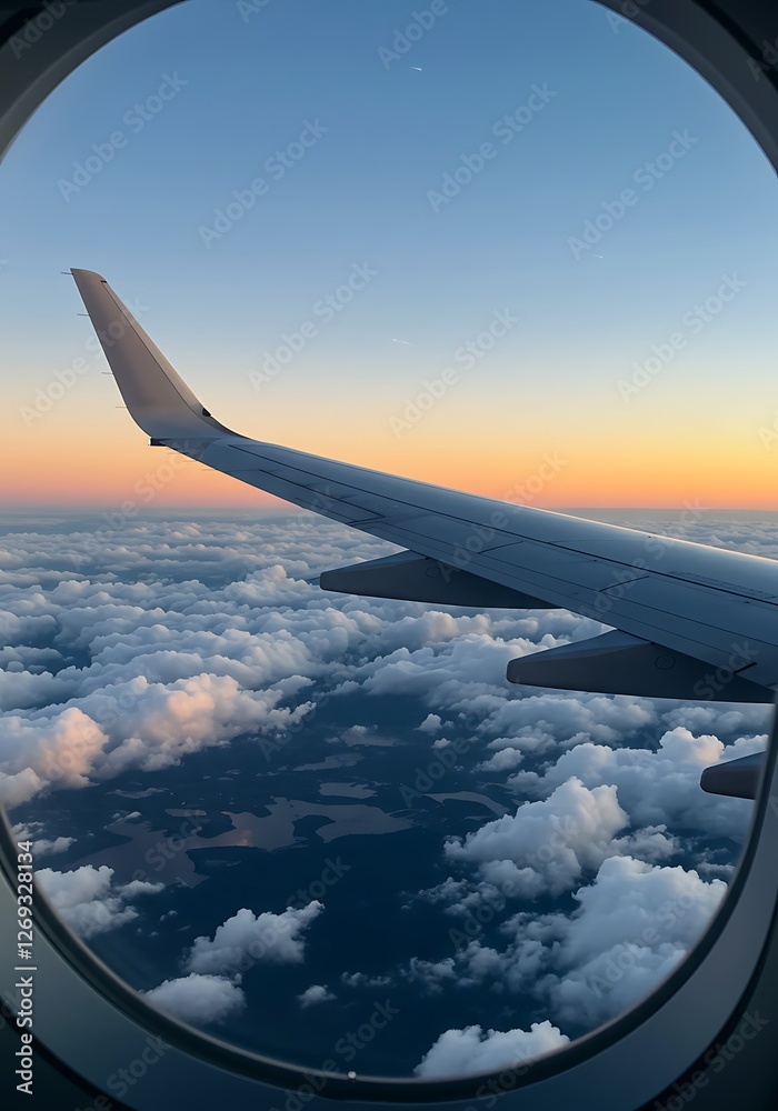 Obraz premium View from Airplane Window at Sunset