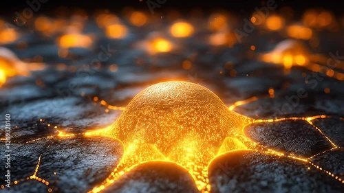 Glowing Neuron Network, Abstract Neural Cellular Structure
