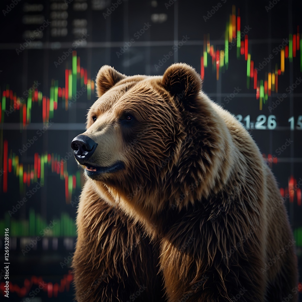 Obraz premium Bear IN STOCK MARKET BACKGROUND