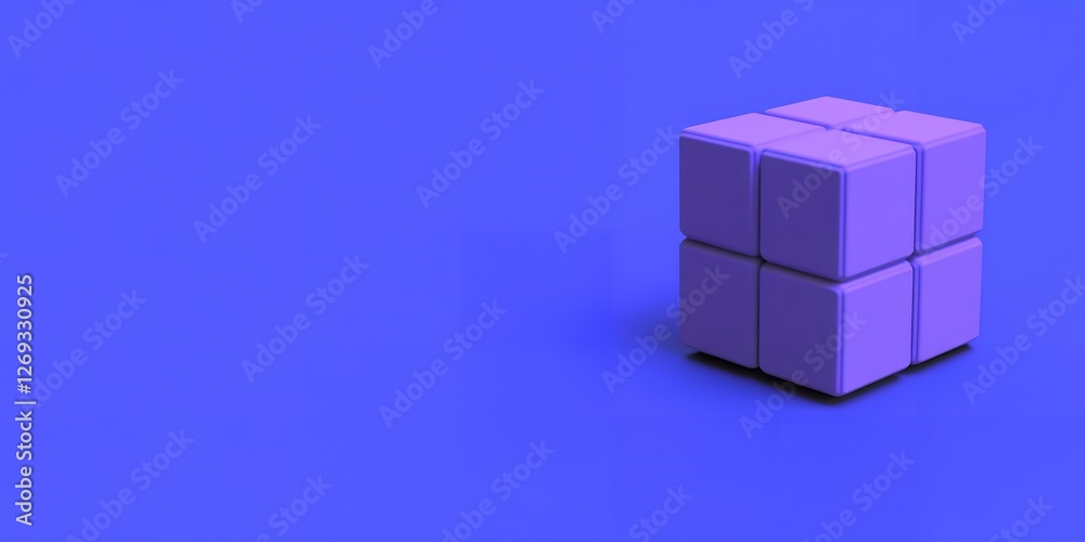 Abstract Purple Cube Puzzle Blocks on Blue Background 3D Render Geometric Design Abstract Purple Cube Puzzle Blocks on Blue Background 3D Render Geometric Design
