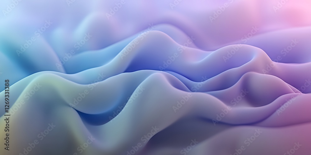 Abstract Pastel Blue Purple Swirling Waves Smooth Gradient Flowing Fabric Texture Background