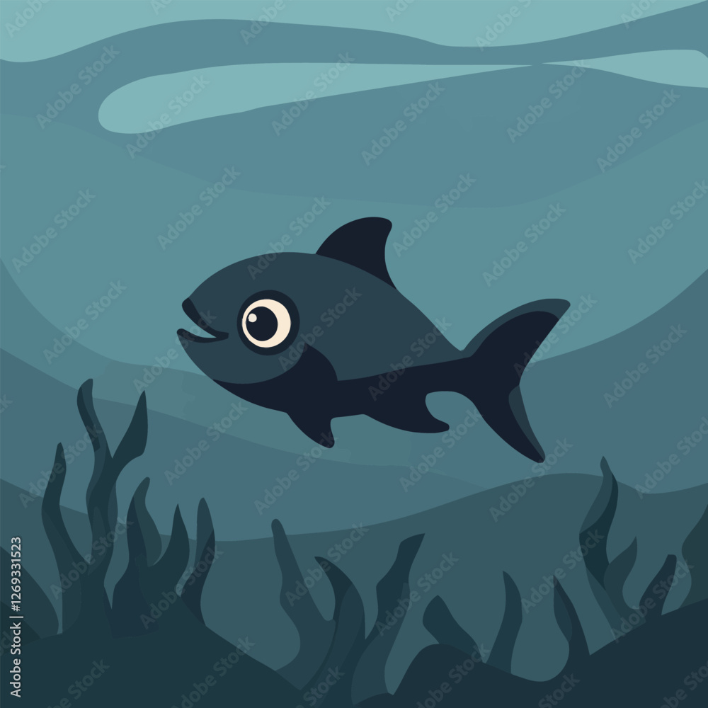 Obraz premium A vibrant 2D vector of a fish swimming in a colorful coral reef.