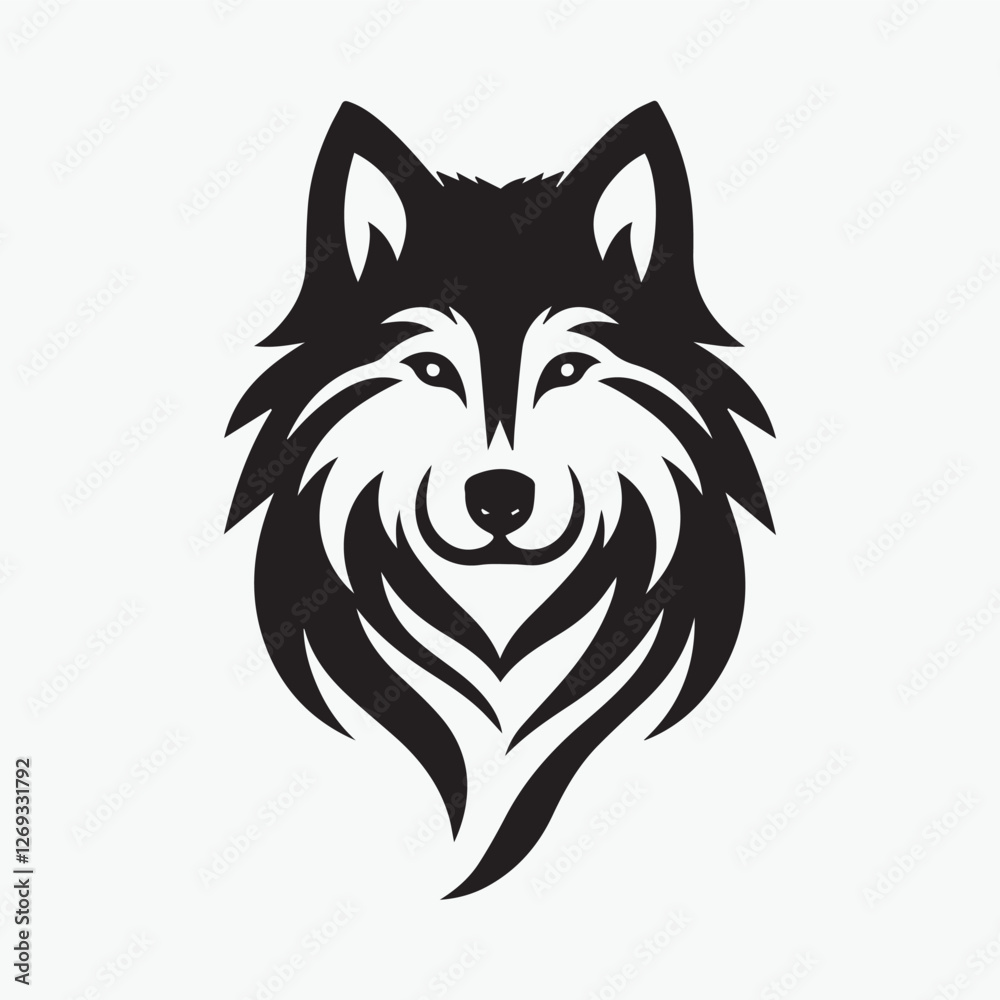 Wolf head icon logo black silhouette vector illustration Wolf head icon logo black silhouette vector illustration
