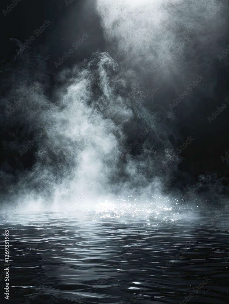 Fototapeta premium Ephemeral waterscape with hazy illumination reflecting off gentle waves