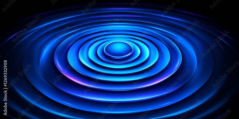 Abstract Blue Concentric Circles Ripple Effect Glowing Sphere Digital Art Background Abstract Blue Concentric Circles Ripple Effect Glowing Sphere Digital Art Background