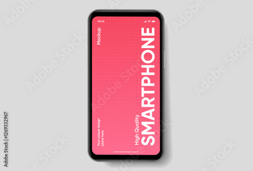 Realistic smartphone mockup. Mobile phone vector with isolated on white background. Device front view. 3D mobile phone with shadow. Realistic, high quality smart phone mockup for ui ux presentation.