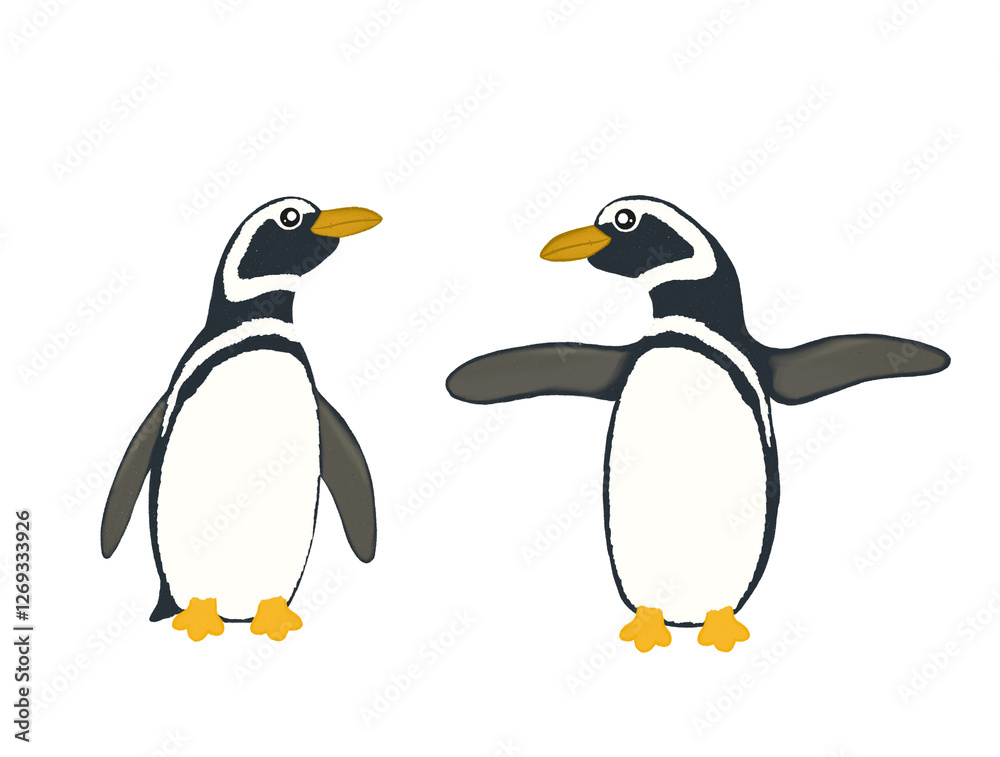Naklejka premium Illustration two penguins without background
