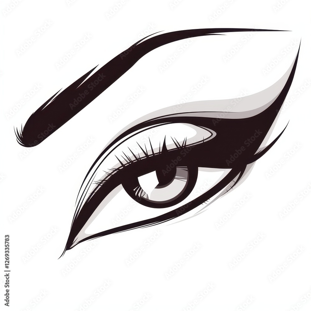Stylish Woman s Eye with Dramatic Eyeliner and Defined Eyebrow Fashion Illustration Stylish Woman s Eye with Dramatic Eyeliner and Defined Eyebrow Fashion Illustration