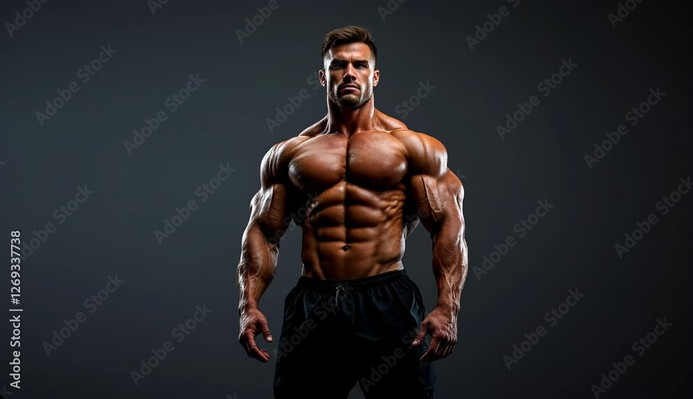 Muscular Bodybuilder in Slow Motion: Strength and Power Muscular Bodybuilder in Slow Motion: Strength and Power