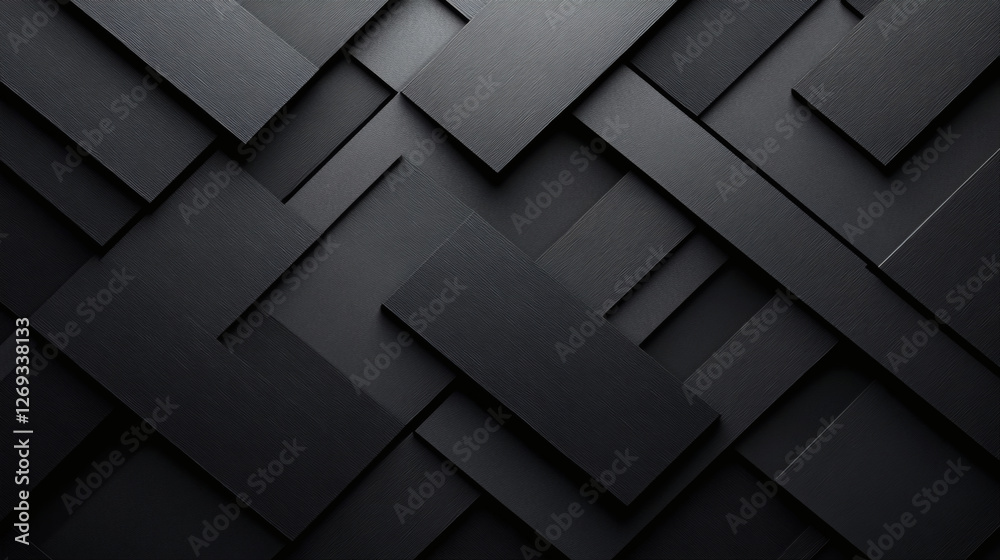 Fototapeta premium Abstract black 3D background patterns with diagonal shapes
