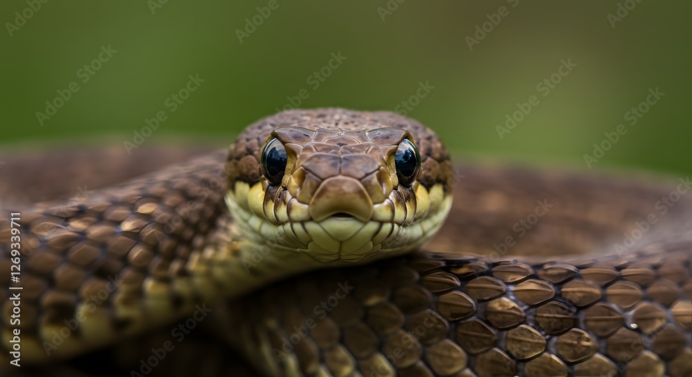 Intriguing Gaze: Close-Up of a Brown Snake Intriguing Gaze: Close-Up of a Brown Snake