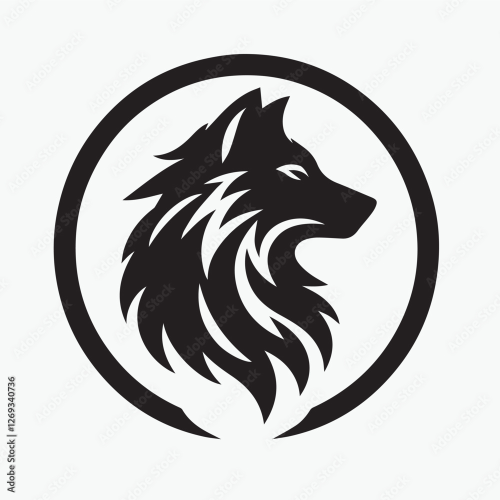 Fototapeta premium Wolf head icon logo black silhouette vector illustration