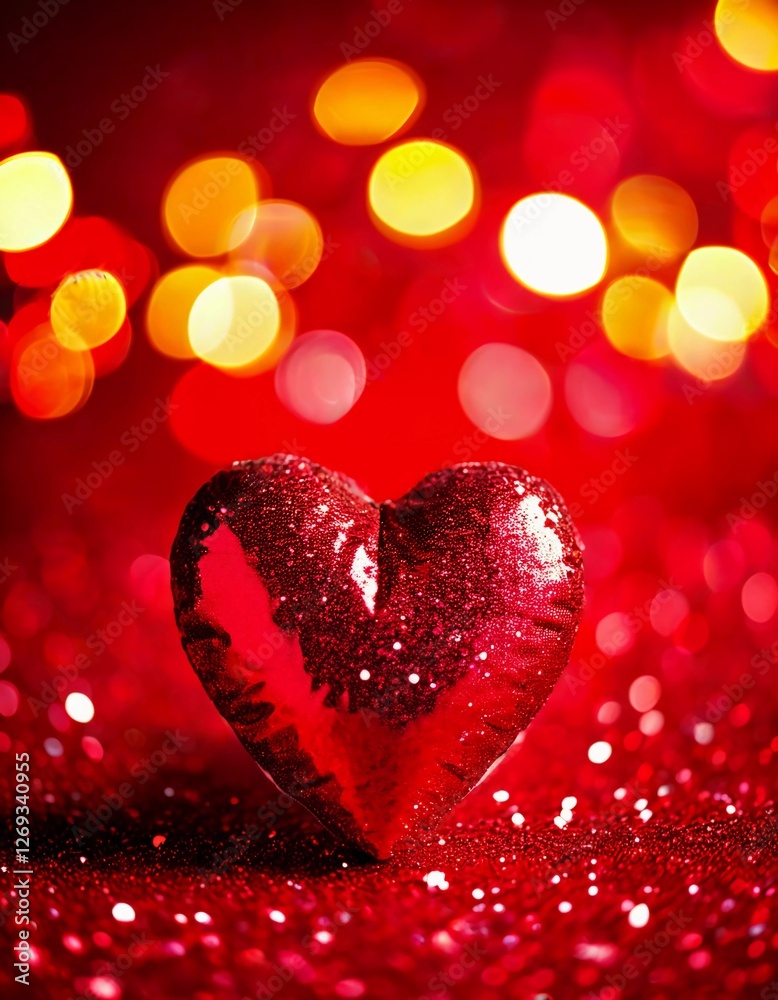 Bright red glitter covers the background, adorned with scattered hearts in various sizes, creating a festive and romantic atmosphere ideal for special occasions. Generative AI Bright red glitter covers the background, adorned with scattered hearts in various sizes, creating a festive and romantic atmosphere ideal for special occasions. Generative AI