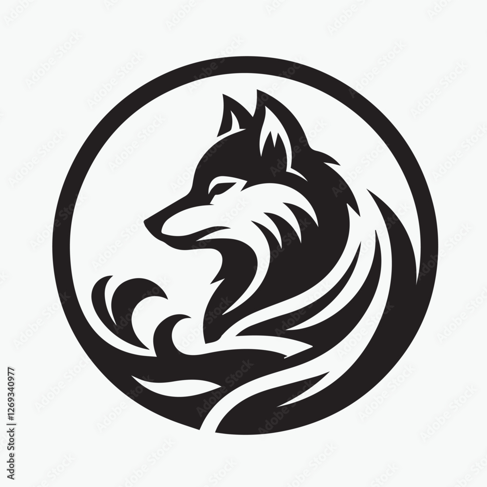 Wolf head icon logo black silhouette vector illustration Wolf head icon logo black silhouette vector illustration