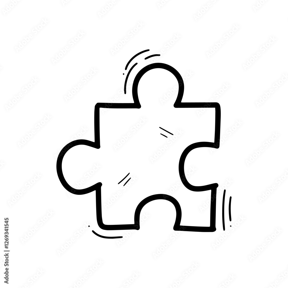 Hand Drawn Puzzle Illustration. Doodle Vector. Isolated on White Background - EPS 10 Vector Hand Drawn Puzzle Illustration. Doodle Vector. Isolated on White Background - EPS 10 Vector